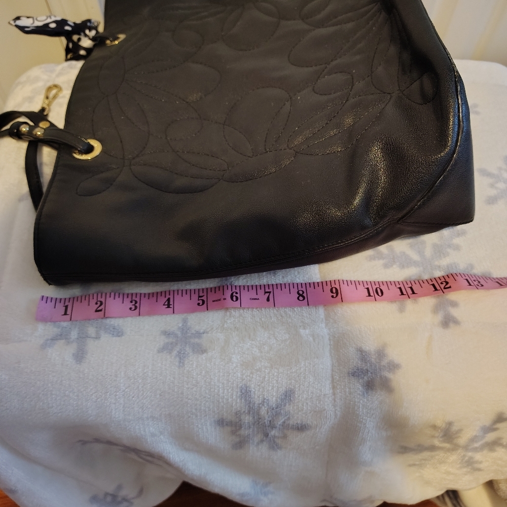 Betsy Johnson Black Tote Bag with Polka Dot Scarf - Picture 11 of 13